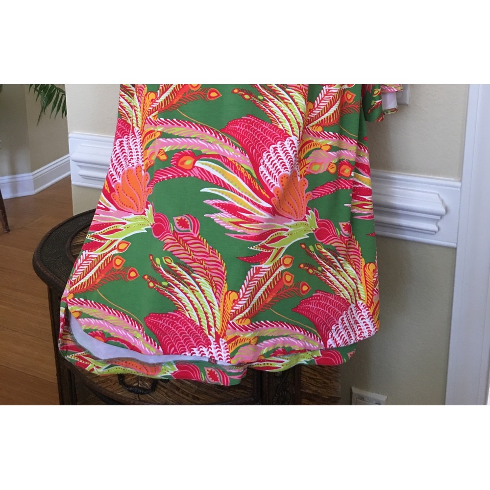 Womens 3/4 sleeve spring/summer/fall dress beautiful tropical multi color,